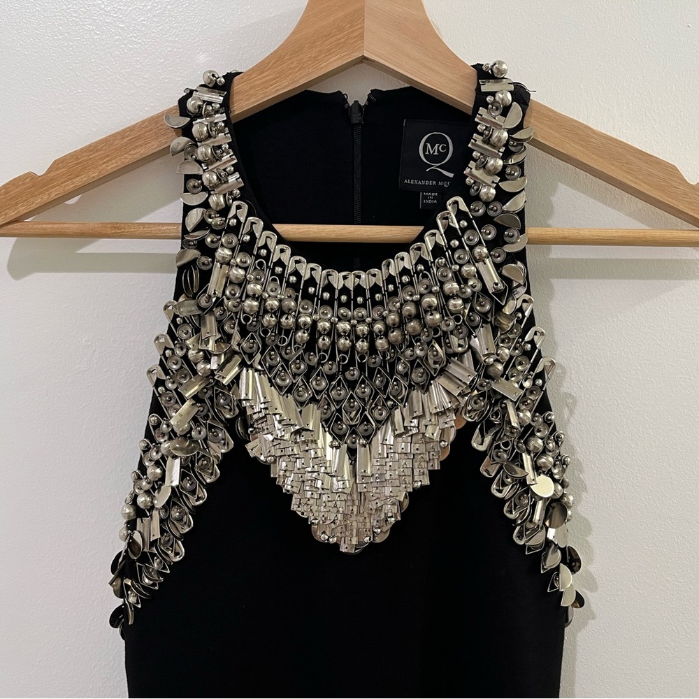McQ by Alexander McQueen Black Dress with Silver Embellishments